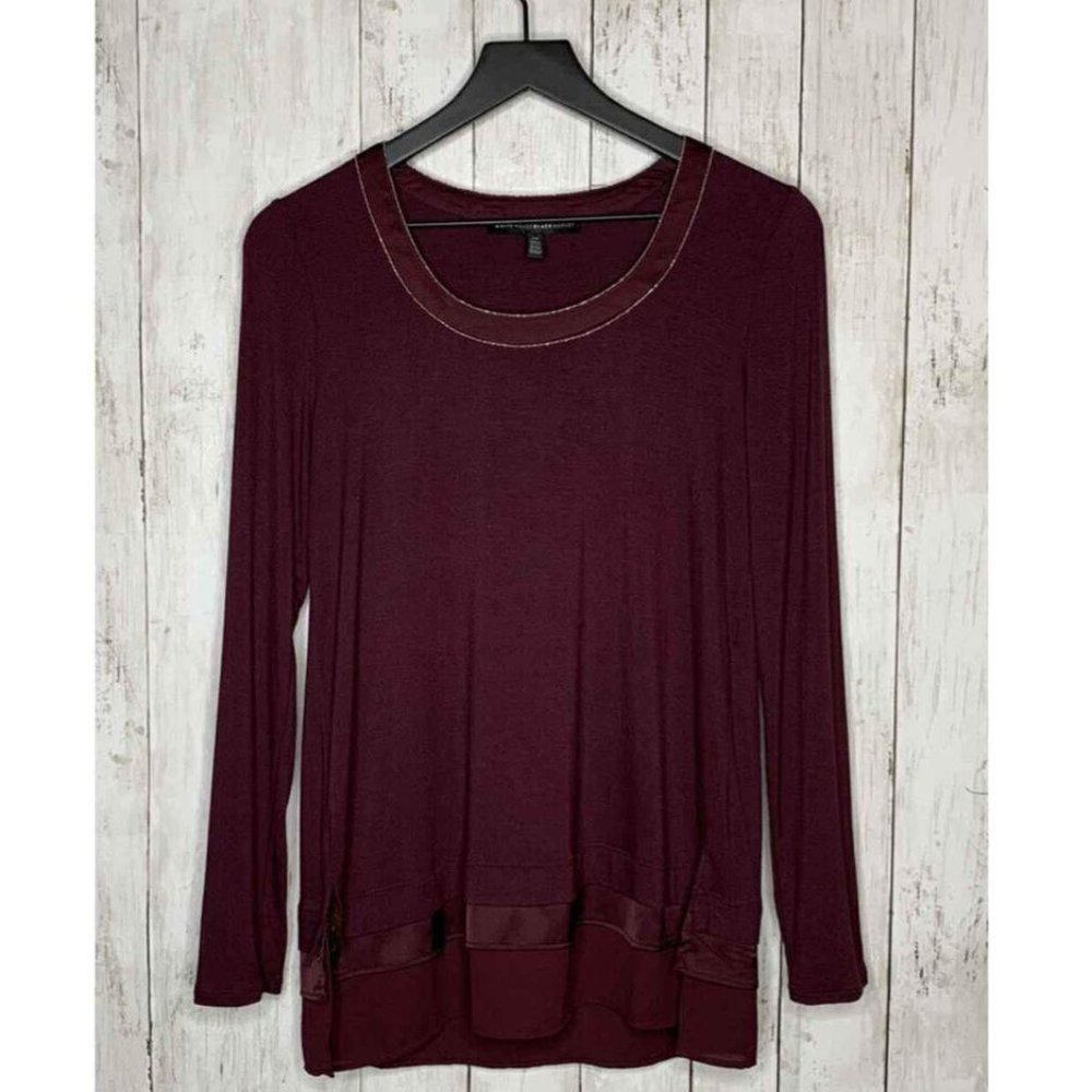 WHBM White House Black Market Wine shirt blouse XXS